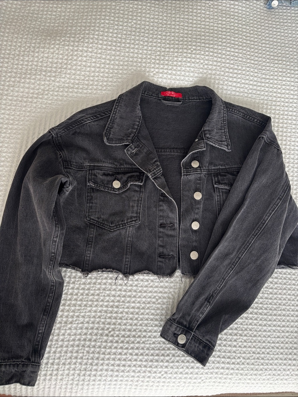 Cropped Black Denim Jacket - Women